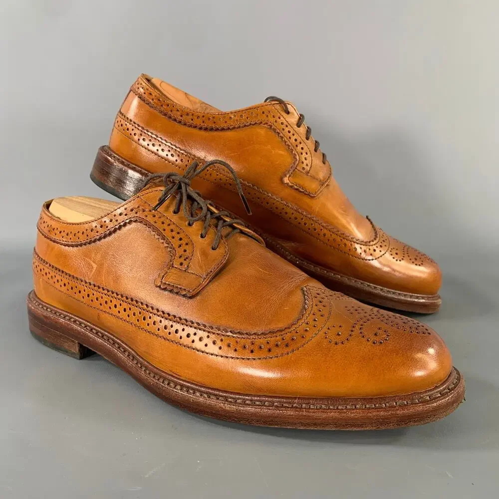 RANCOURT & CO. Size 9 Tan Caramel Leather Wingtip Lace Up Shoes